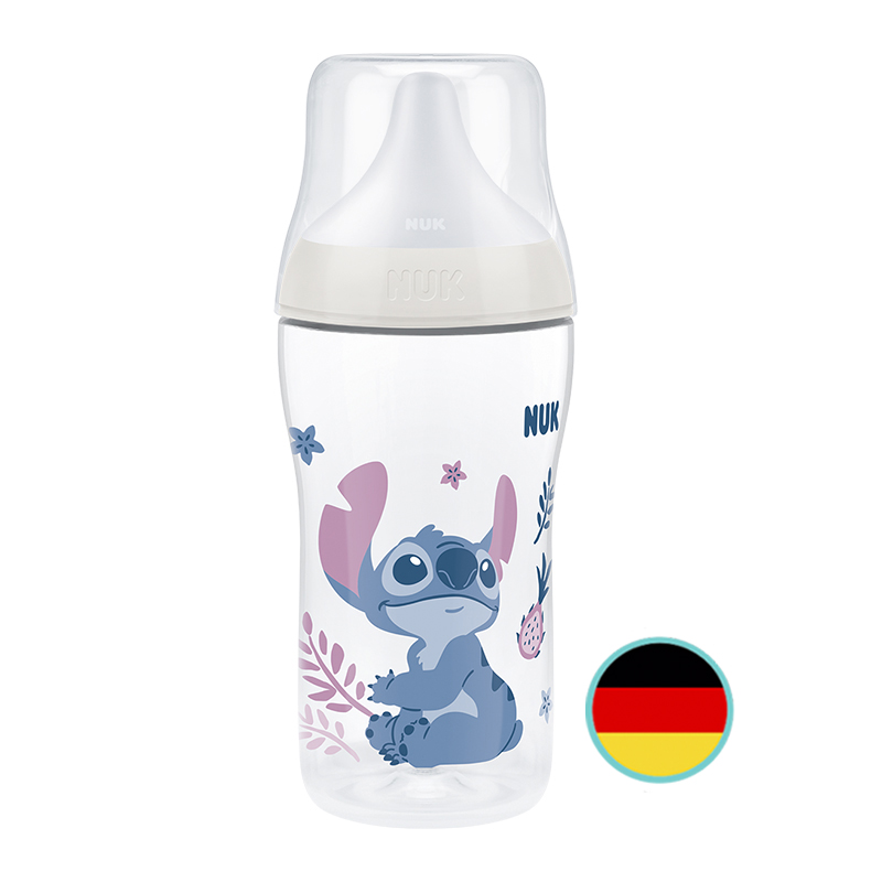 NUK Perfect Match Temperature Control Bottle with Soft Silicone Teat 260ml | Disney Stitch | Made in Germany